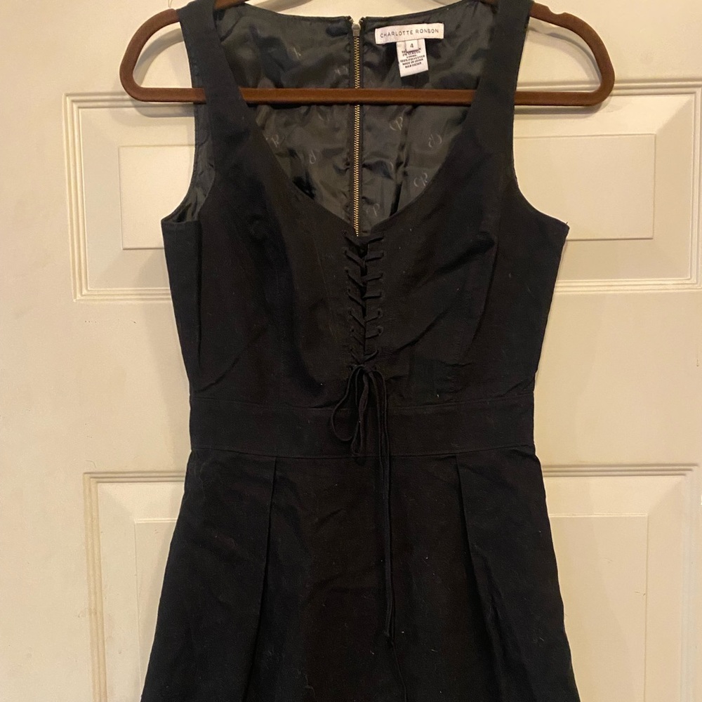 Charlotte Ronson Black Lace up Corset Mini dress size 4